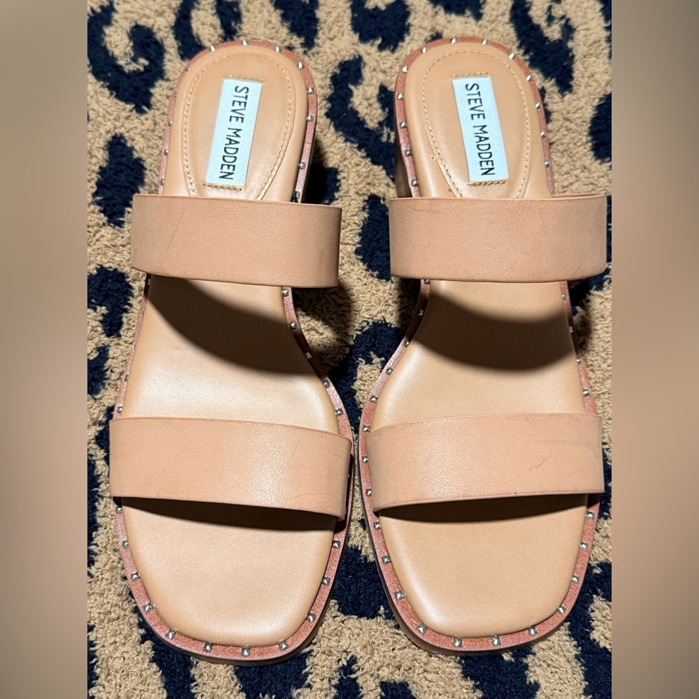 Steve Madden Nude Sandals with Stud Accents